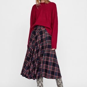NWT Zara high-waisted plaid skirt